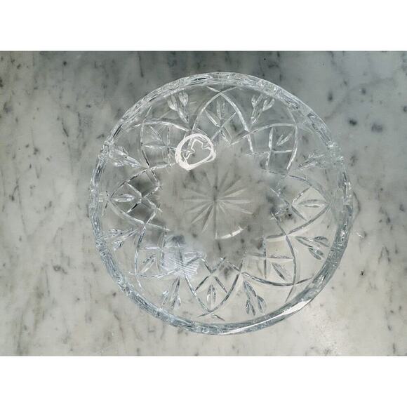 EUC Polonia 24% Lead Crystal Bowl Dish Made In Poland Hand Cut Clear Glass X - Picture 3 of 8